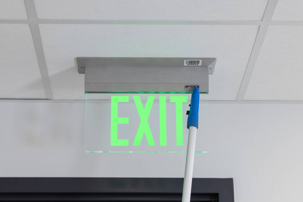Life Safety Inspection Life Safety inspection testing an exit sign