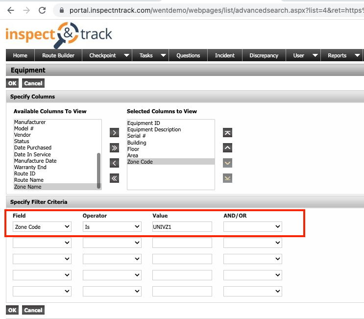 Filter criteria for custom data exports
