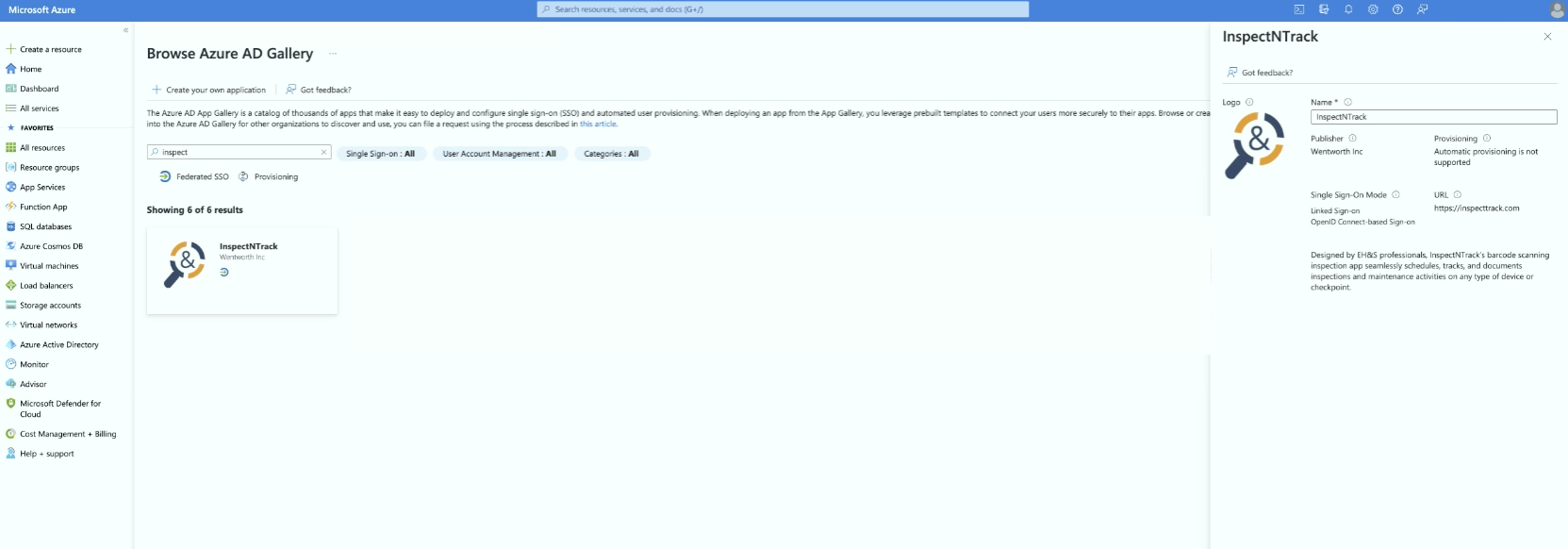 Browsing the Azure AD Gallery