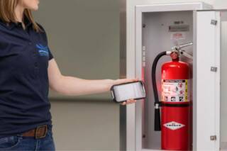 InspectNTrack Fire Inspection Software Scanning a Fire Extinguisher