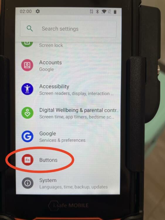 InspectNTrack software - configuring iSafe mobile device - buttons